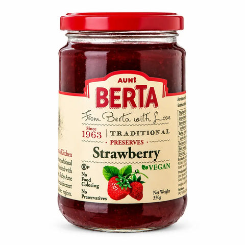 Aunt Berta's Strawberry Jam - Homemade Fruit Delight with Sun-Ripened Strawberries