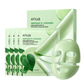 Anua Heartleaf 70 Soothing Collagen Mask: Schachtel, vier Einzelbeutel und grüne Hydrogel-Maske
