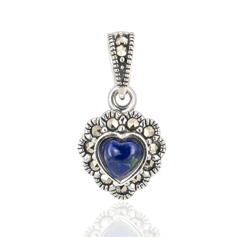 Heart Shaped Silver Pendant With Eilat Stone