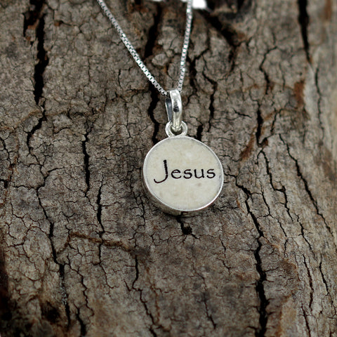 Pendant with the name "Jesus" on Jerusalem stone