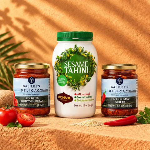 Galilee Trio of Delights | Tomato, Tahini & Filfel Chuma