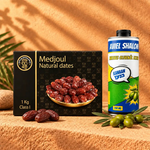 Eretz Gold Duo | Medjool Dates & Kanaan "Aviel Shalom" Olive Oil