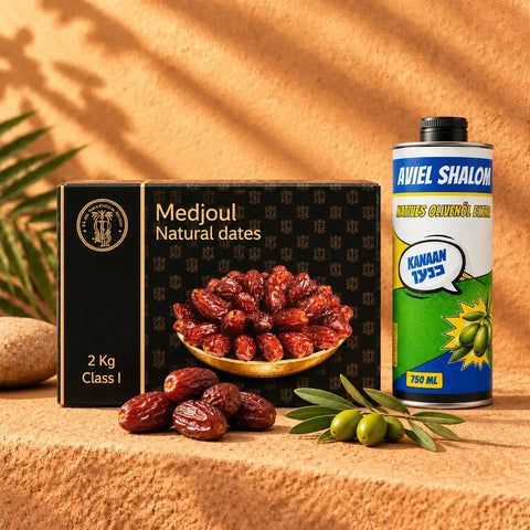 Eretz Gold Duo | Medjool Dates & Kanaan "Aviel Shalom" Olive Oil