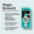 L'Oréal Paris Magic Retouch Permanent Ansatz-Abdeckung in Schwarz mit Vorteile-Grafik zu Applikator und Gel-Formel