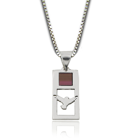 Pendant with dove motif made of 925 sterling silver &amp; nanobible