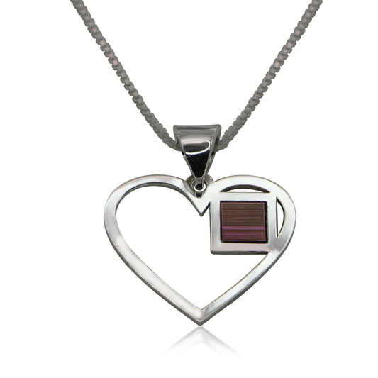 925 Sterling Silver Heart Pendant with Jerusalem Nano Bible