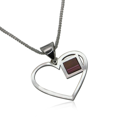 925 Sterling Silver Heart Pendant with Jerusalem Nano Bible