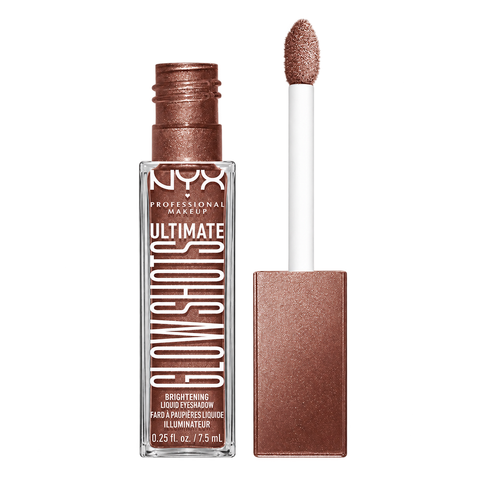 NYX Ultimate Glow Shots flüssiger Lidschatten Mango Moment in Bronzebraun mit Applikator, Pack-Shot