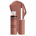 NYX Butter Gloss Lipgloss Butterscotch in warmem Braun mit Applikator und Farbtupfer, Pack-Shot