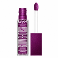 NYX Ultimate Glow Shots flüssiger Lidschatten Feelin' Grape in Violett mit Schimmer, Applikator daneben