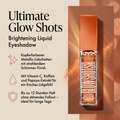NYX Glow Shots flüssiger Lidschatten in Kupfer-Metallic, Vorteile-Grafik mit Pigmentstaub-Hintergrund
