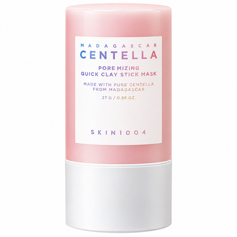 SKIN1004 Centella Pore Mizing Quick Clay Stick Mask: rosa Stick mit weißem Sockel, freigestelltes Produktfoto