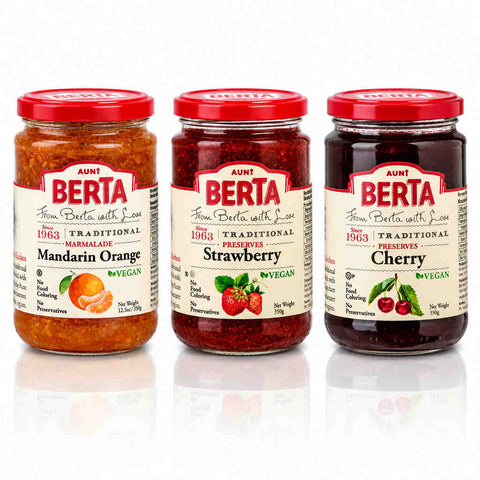 Aunt Berta’s Fruit Delights Trio | Mediterranean Jam Set Based on a Family Recipe