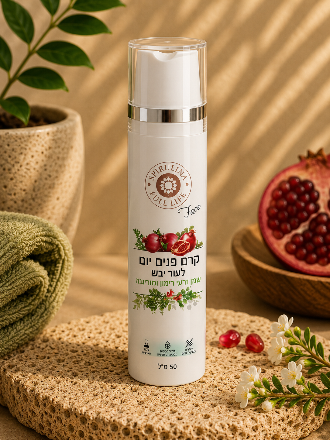 Face Day Cream - Pomegranate and Moringa Seed Oil - 50ml