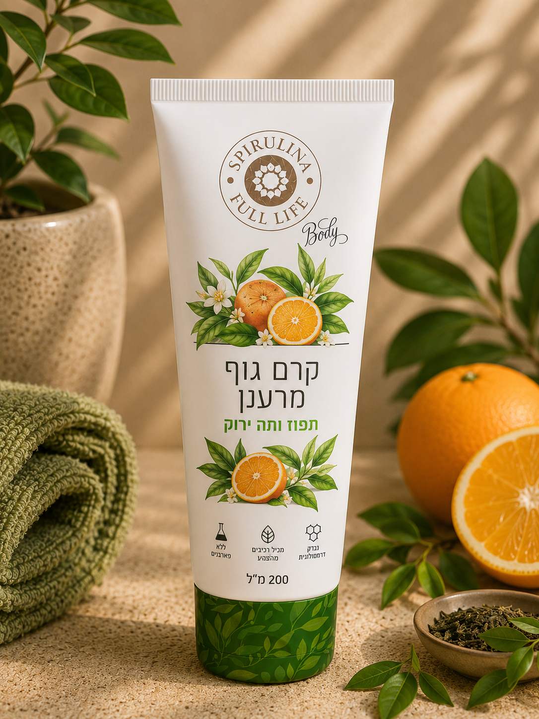 Refreshing body cream with orange and green tea - 200 ml