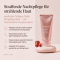 Vorteile der Medicube Kollagen-Gesichtsmaske: Kollagen-Extrakt strafft sichtbar, Niacinamid für ein gleichmäßigeres Hautbild, Hyaluronsäure spendet Feuchtigkeit über Nacht