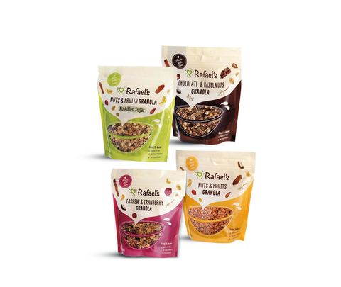 Rafael's Granola Lucky Box | Set of 4 crunchy treats with nuts, fruits & chocolate