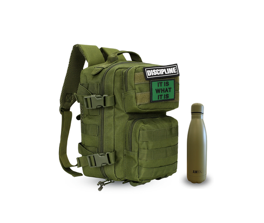 JLMBOX Outdoor Duo | Tactical mini backpack & stainless steel bottle in IDF style