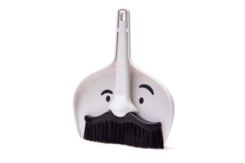 "Dustache" Broom and Dustpan Set