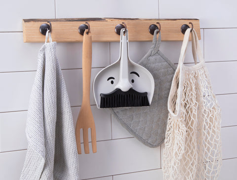 "Dustache" Broom and Dustpan Set