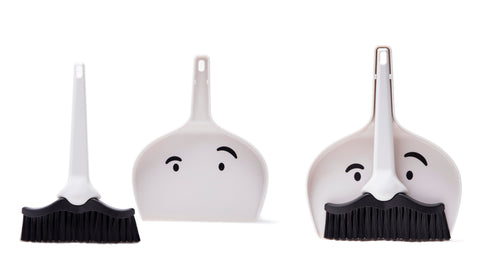 "Dustache" Broom and Dustpan Set